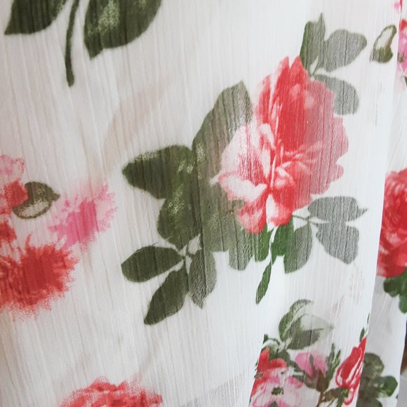 Vintage FANG Rose Print Chiffon Handkerchief Tank Top XL - Picture 5 of 8